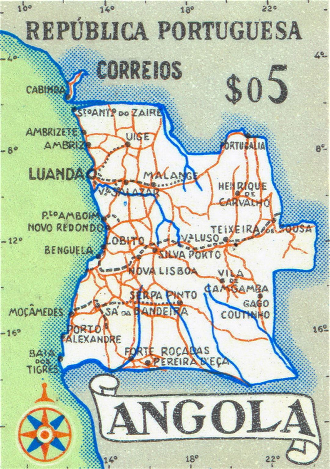 Detallado mapa de Angola