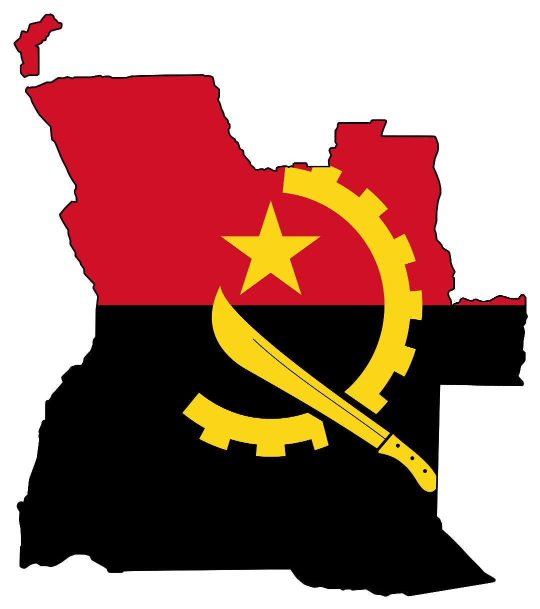 Grande bandera mapa de Angola