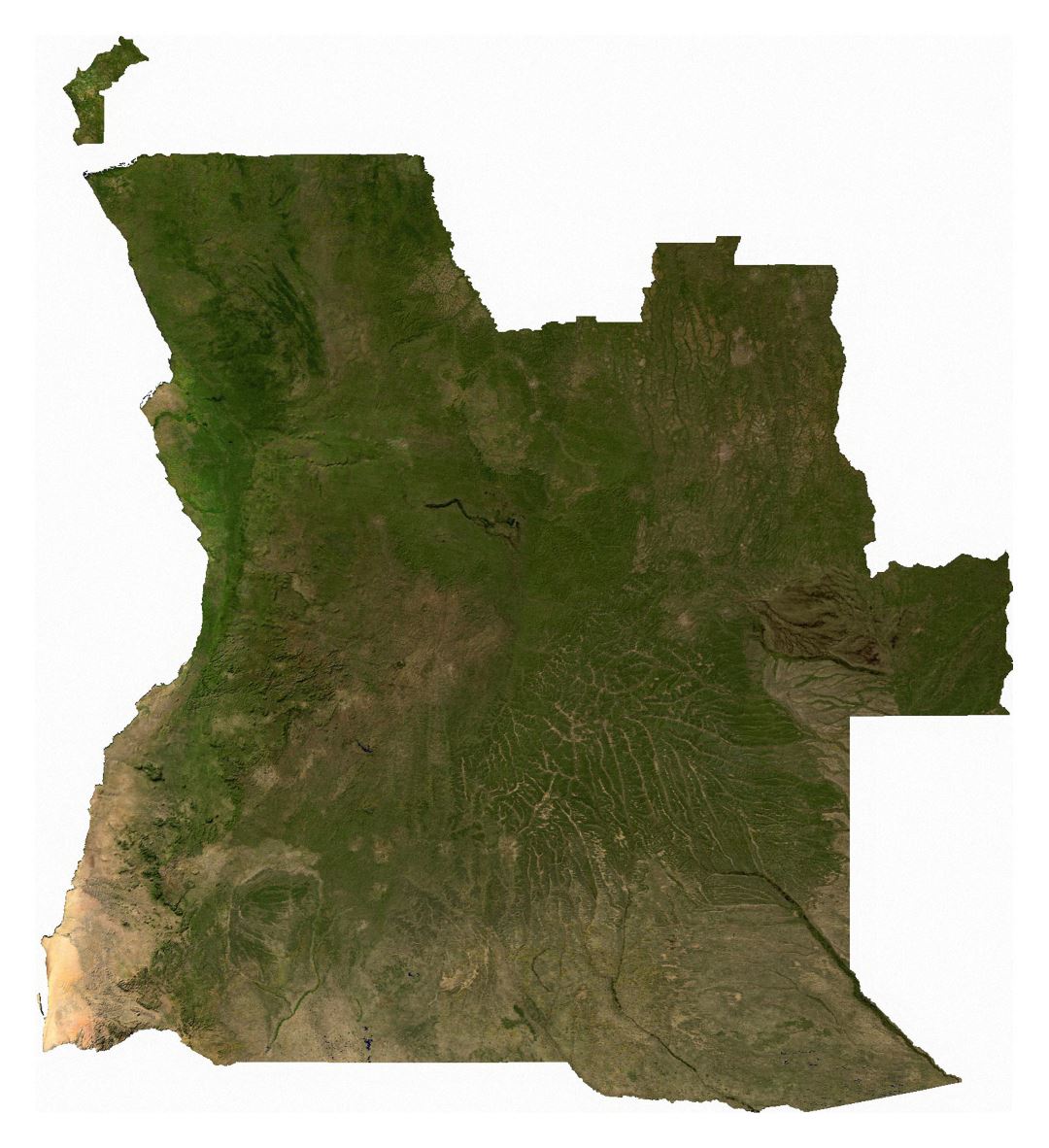 Grande mapa satelital de Angola