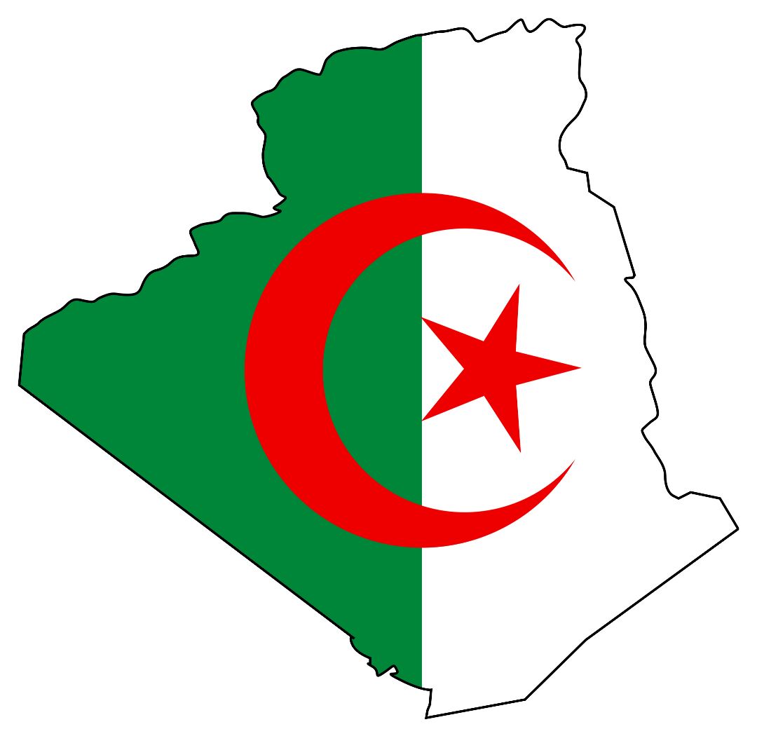 Grande bandera mapa de Argelia