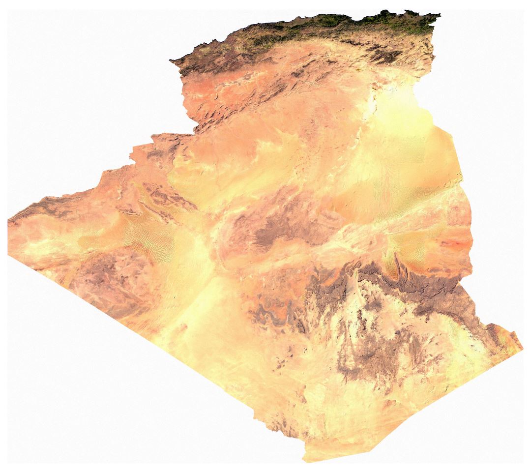 Grande mapa satelital de Argelia