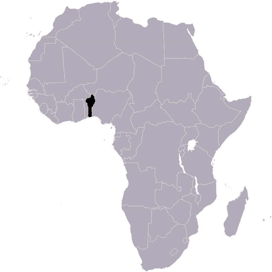 Grande mapa de ubicación de Benin en África