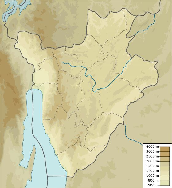 Grande detallado mapa de elevación de Burundi