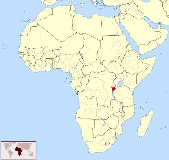 Grande mapa de ubicación de Burundi en África