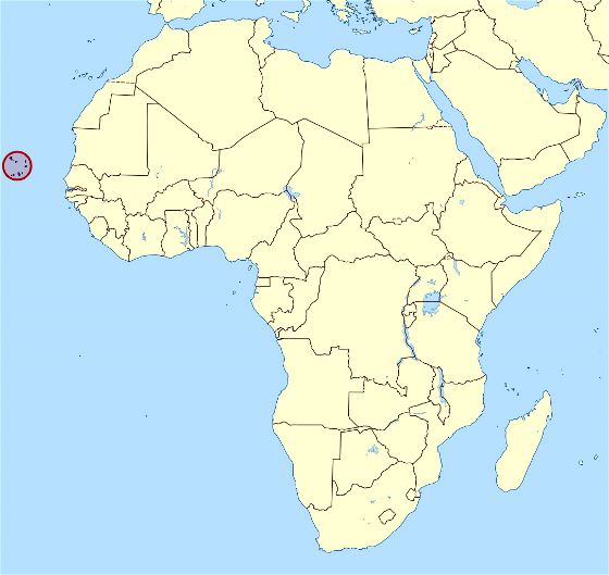 Detallado mapa de ubicación de Cabo Verde en África