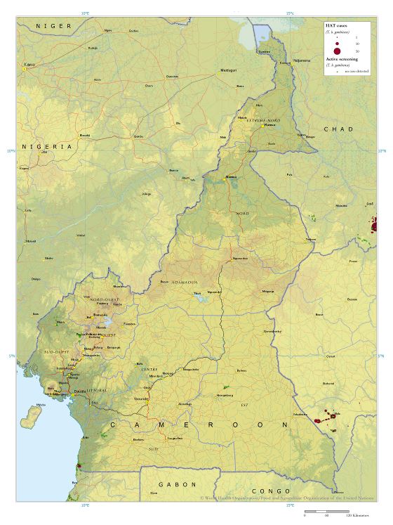 Grande detallado mapa de Camerún