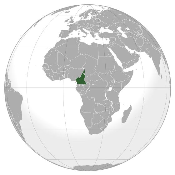 Grande mapa de ubicación de Camerún en África