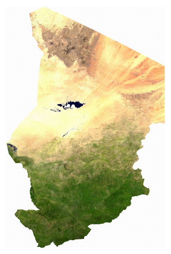 Grande detallado mapa satelital de Chad
