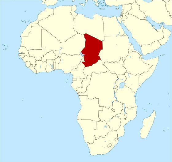 Grande mapa de ubicación de Chad en África
