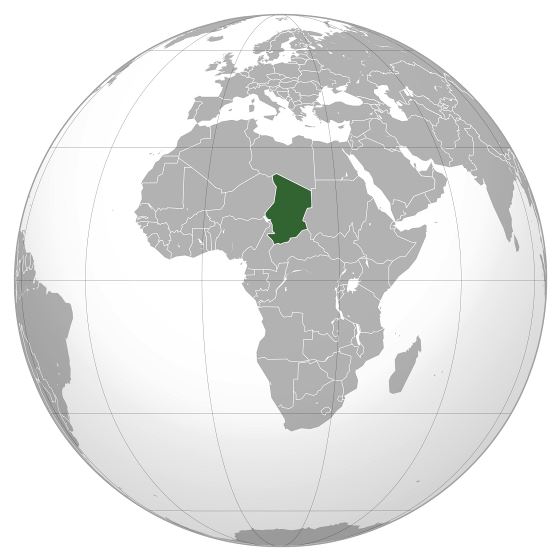 Grande mapa de ubicación de Chad en mundo