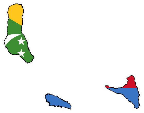 Grande mapa de bandera de Comoras