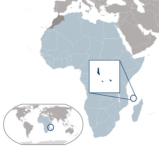 Grande mapa de ubicación de Comoras