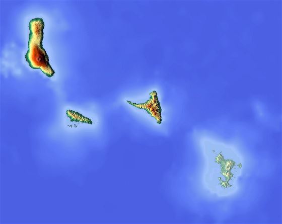 Grande mapa en relieve de Comoras
