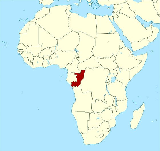 Detallado mapa de ubicación de Congo en África