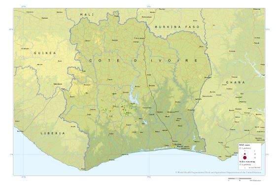 Grande detallado mapa de Costa de Marfil