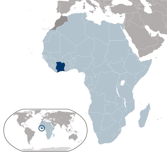 Grande ubicación mapa de Costa de Marfil 