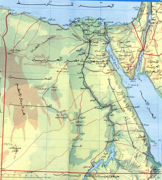 Grande elevación mapa de Egipto