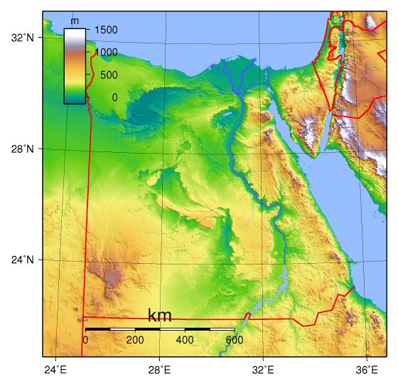 Grande físico mapa de Egipto