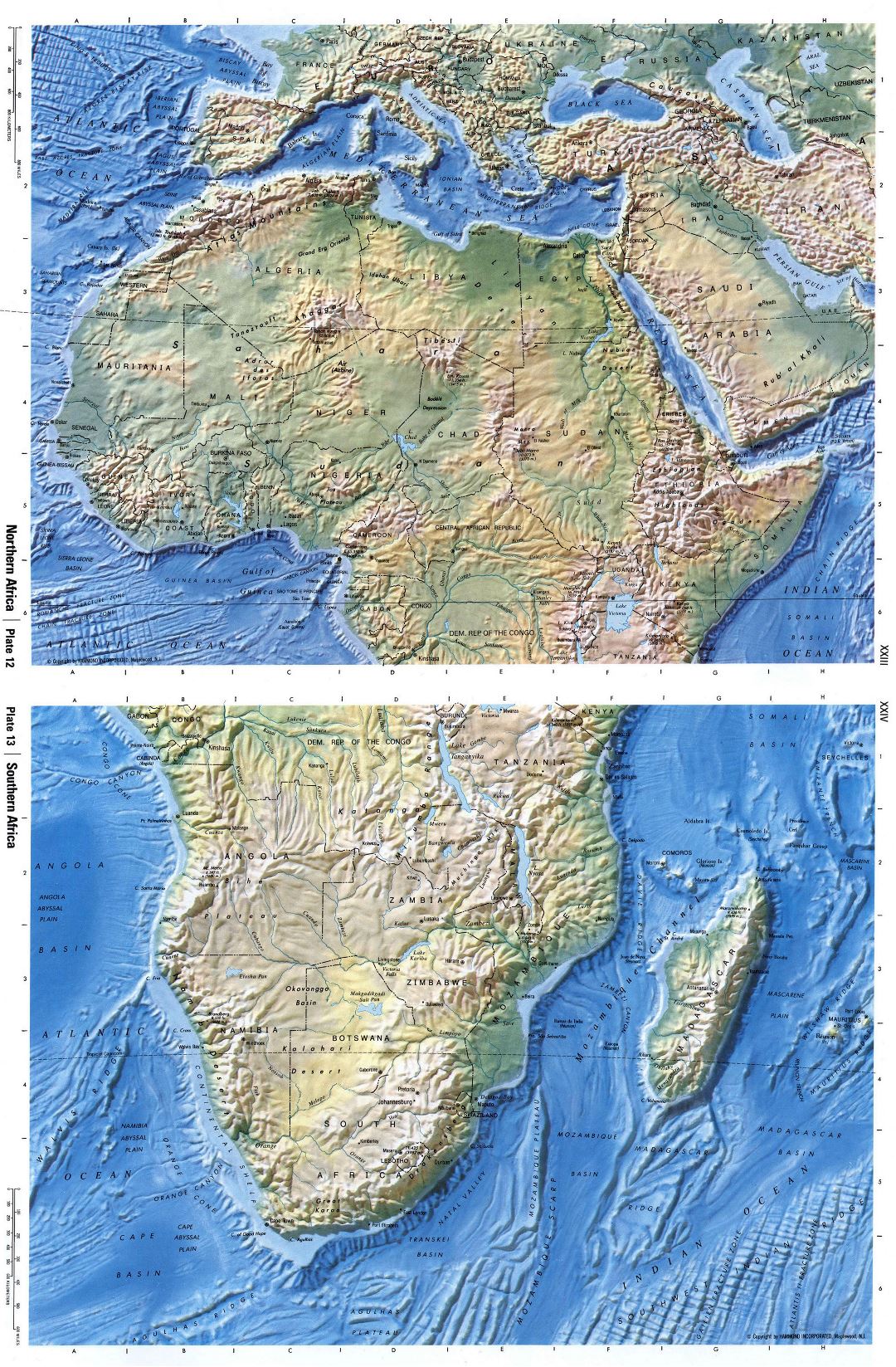 Gran mapa en relieve detallada de África