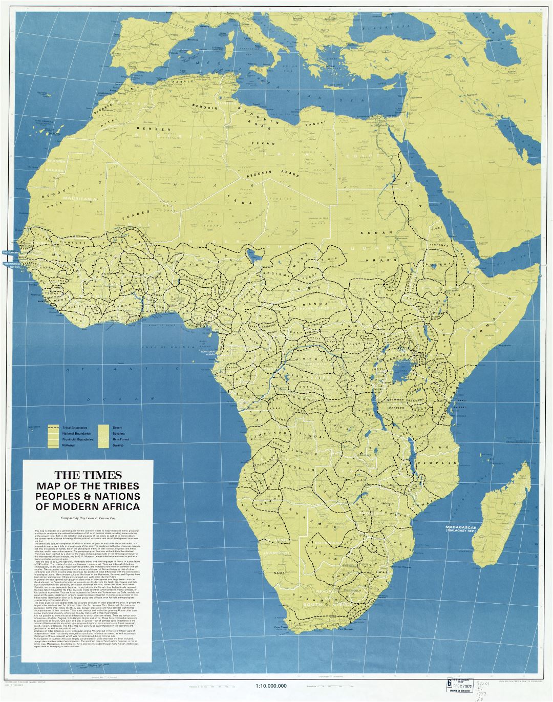 Mapa detallado a gran escala de las tribus, pueblos y naciones del África moderna - 1972