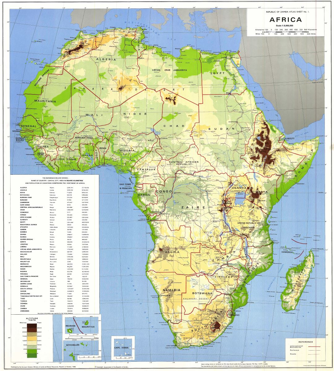 Mapa físico y político detallada a gran escala de África