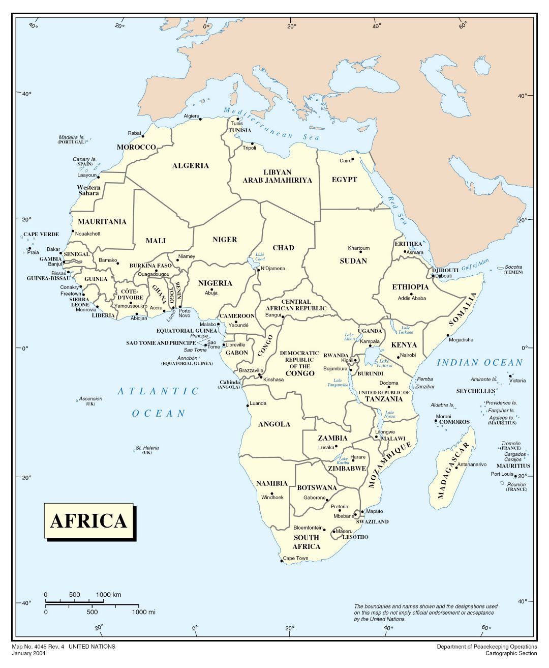 Mapa grande política detallada de África