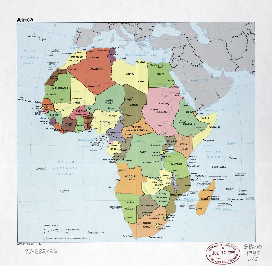 Mapa Grande Político Detalle De África Con Las Marcas De Las Ciudades 1108