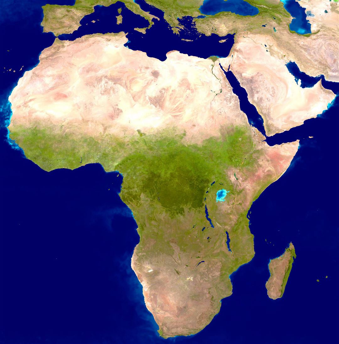 Mapa grande por satélite detallada de África