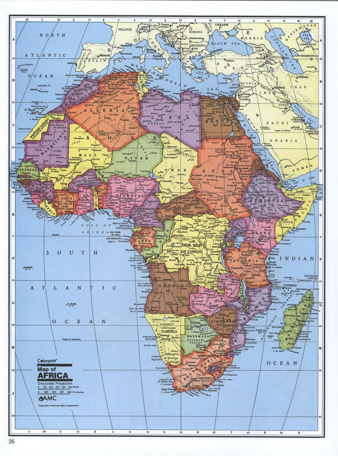 Mapa político detallada de África