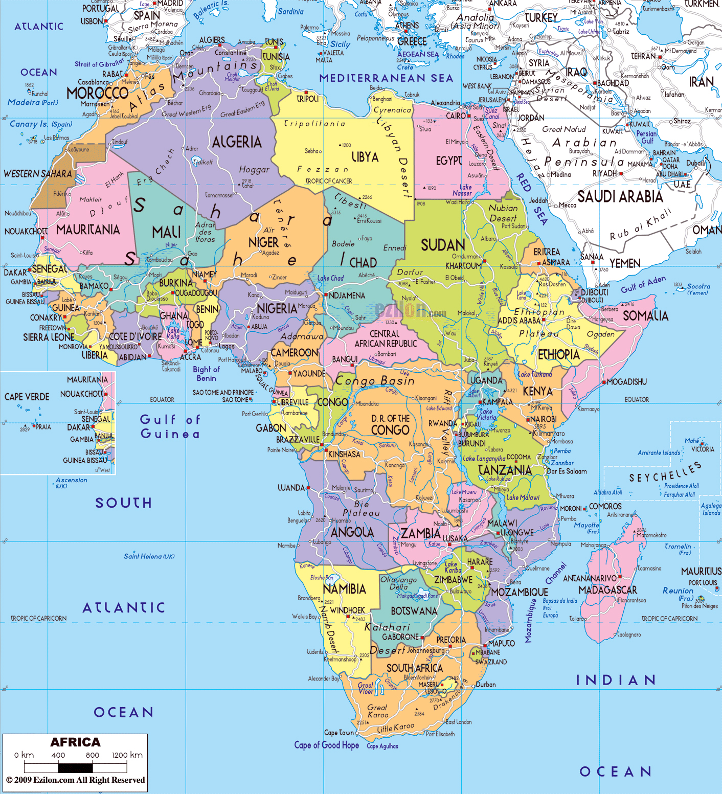 Mapa Político Grande De África Con Las Carreteras Principales Las 5074