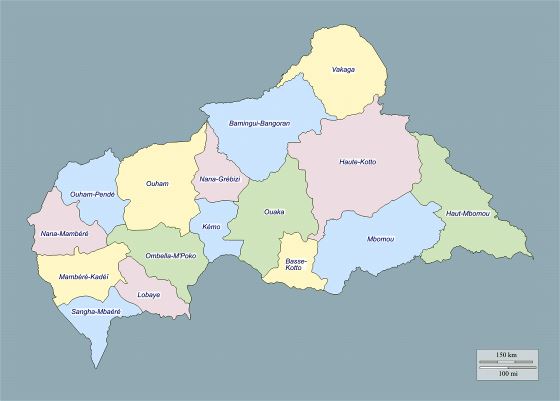 Grande mapa administrativo de República Centroafricana