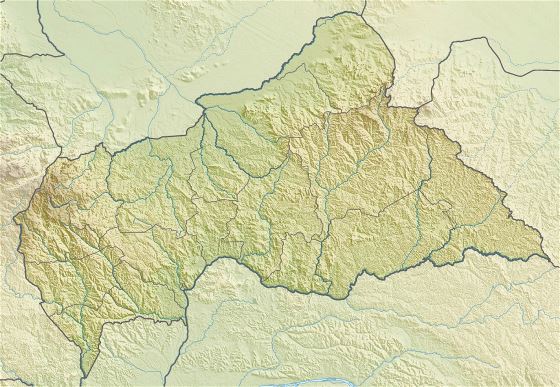 Grande mapa en relieve de República Centroafricana