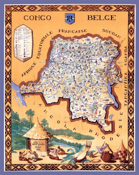 Mapa turístico ilustrado de República Democrática del Congo