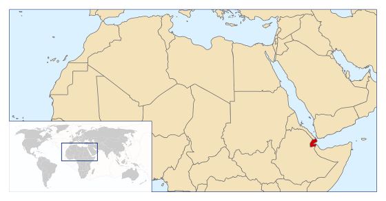Grande mapa de ubicación de Yibuti en África