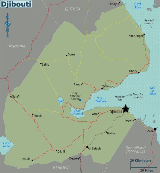 Grande mapa de Yibuti