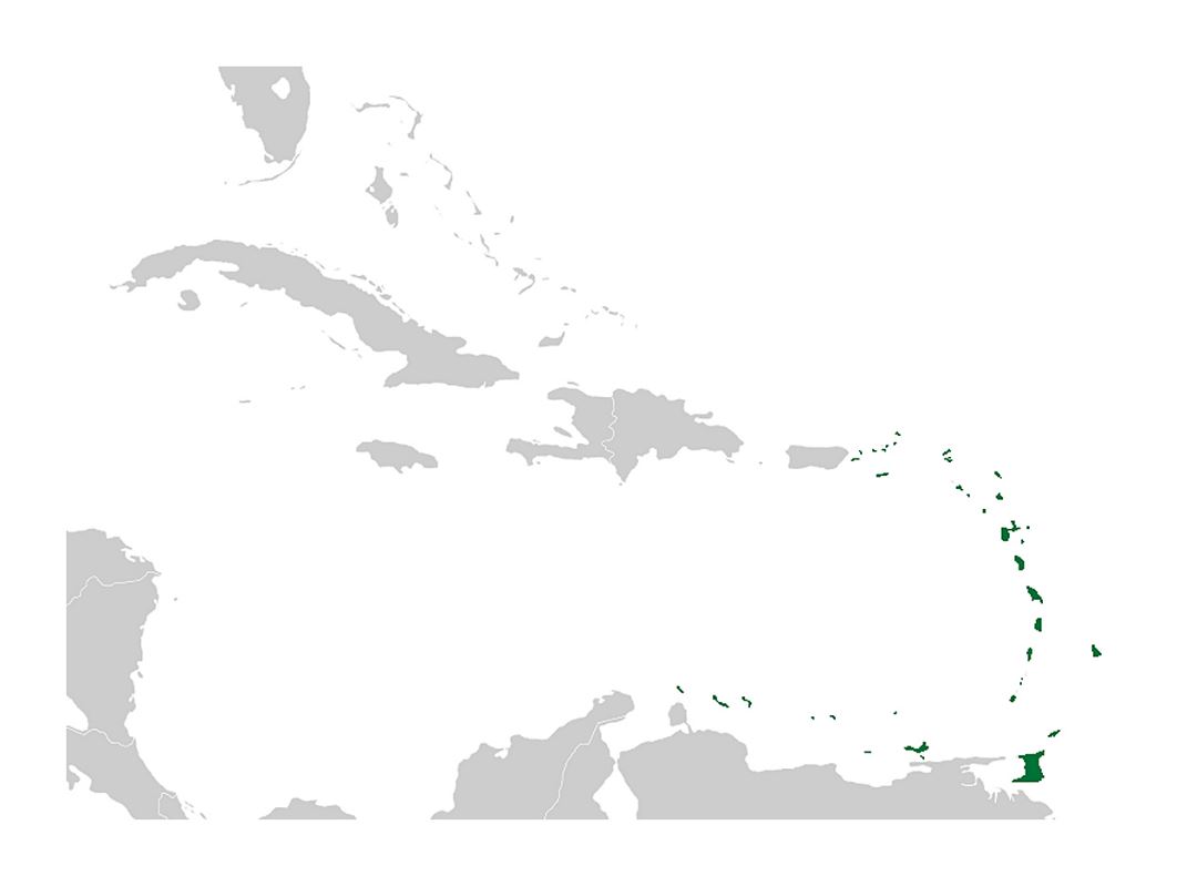 Mapa de localización detallada de las Antillas Menores en los Estados Unidos