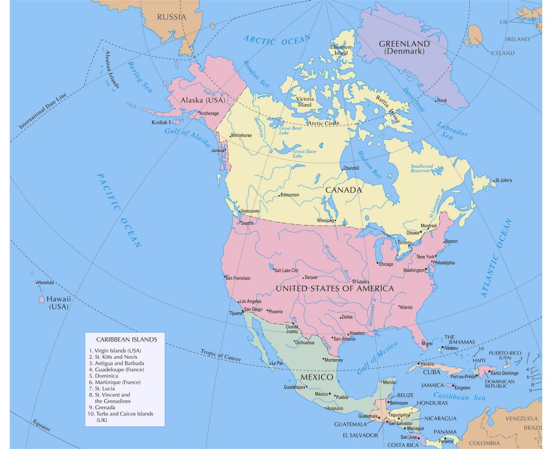 Mapas de América del Norte y países de América del Norte | Colección de  mapas de América del Norte | Mapas del Mundo