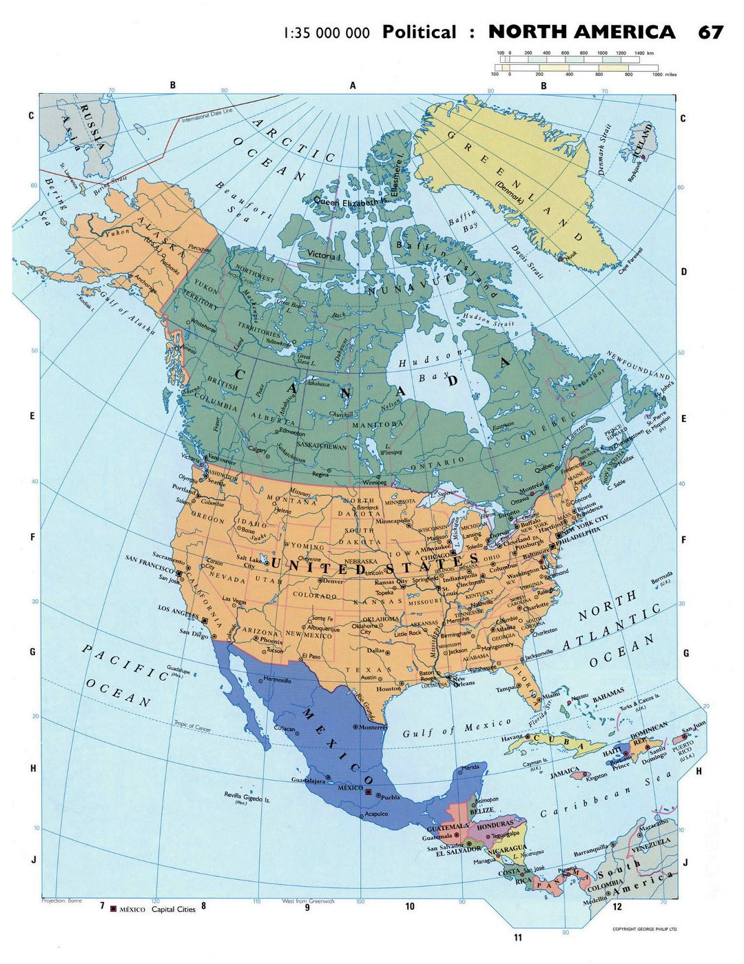 Mapa grande política detallado de América del Norte