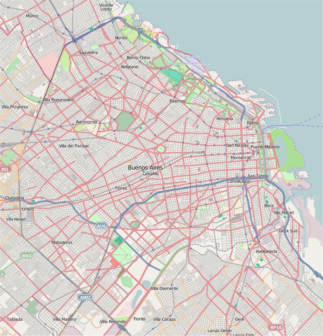 Detallado mapa de carreteras de Buenos Aires