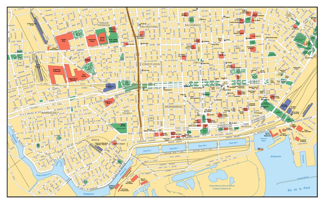 Grande mapa de carreteras de parte central de Buenos Aires