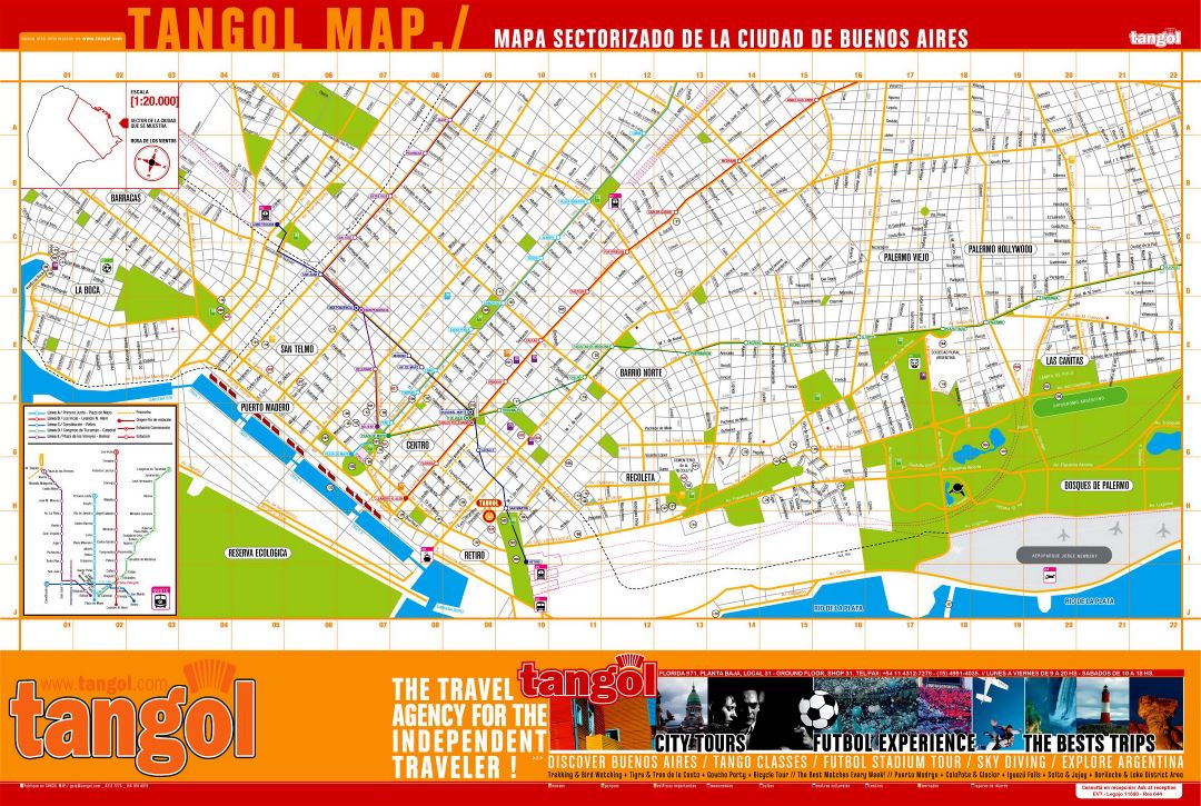 Grande mapa turístico de parte central de Buenos Aires