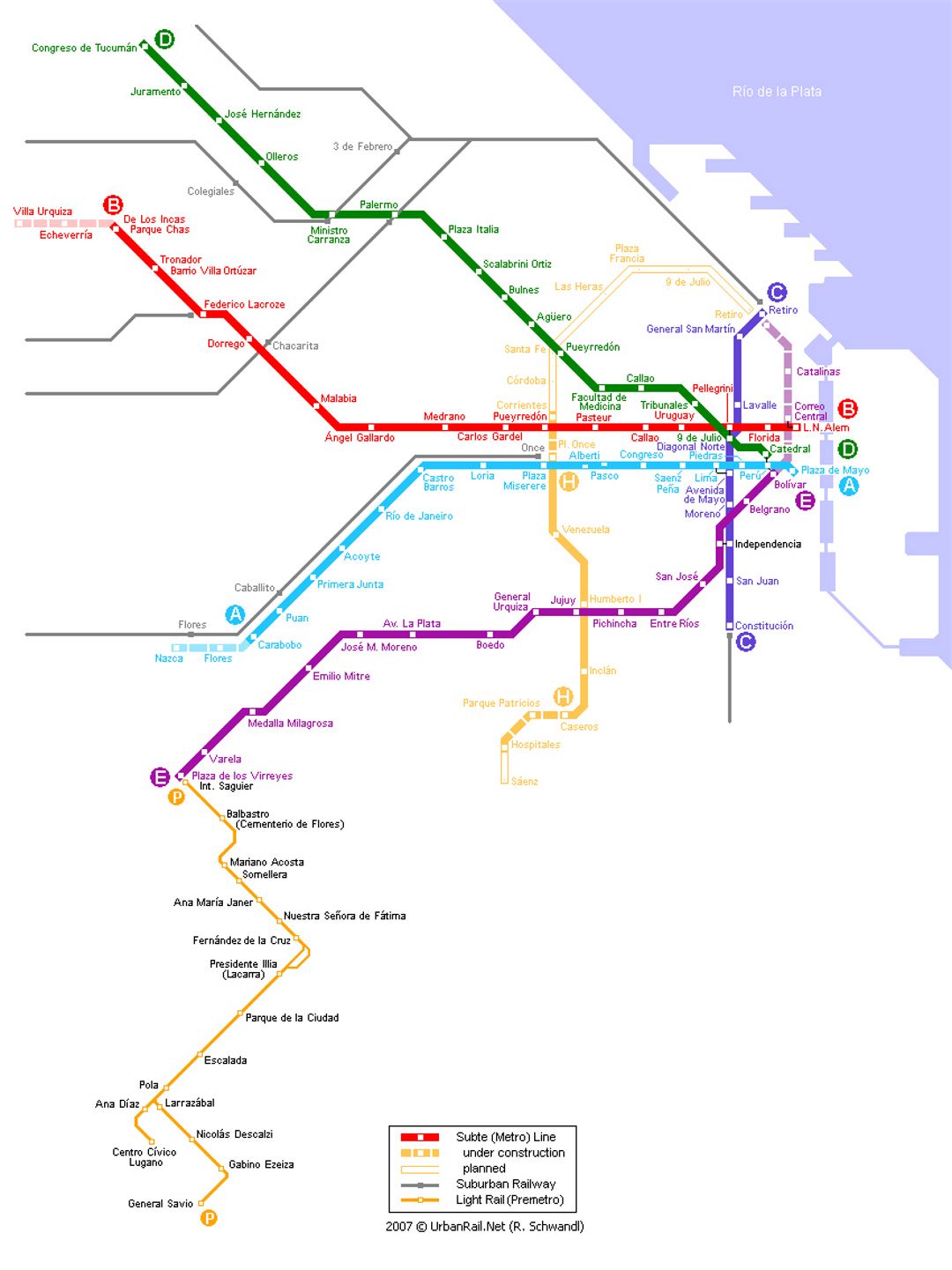 Mapa de metro de Buenos Aires