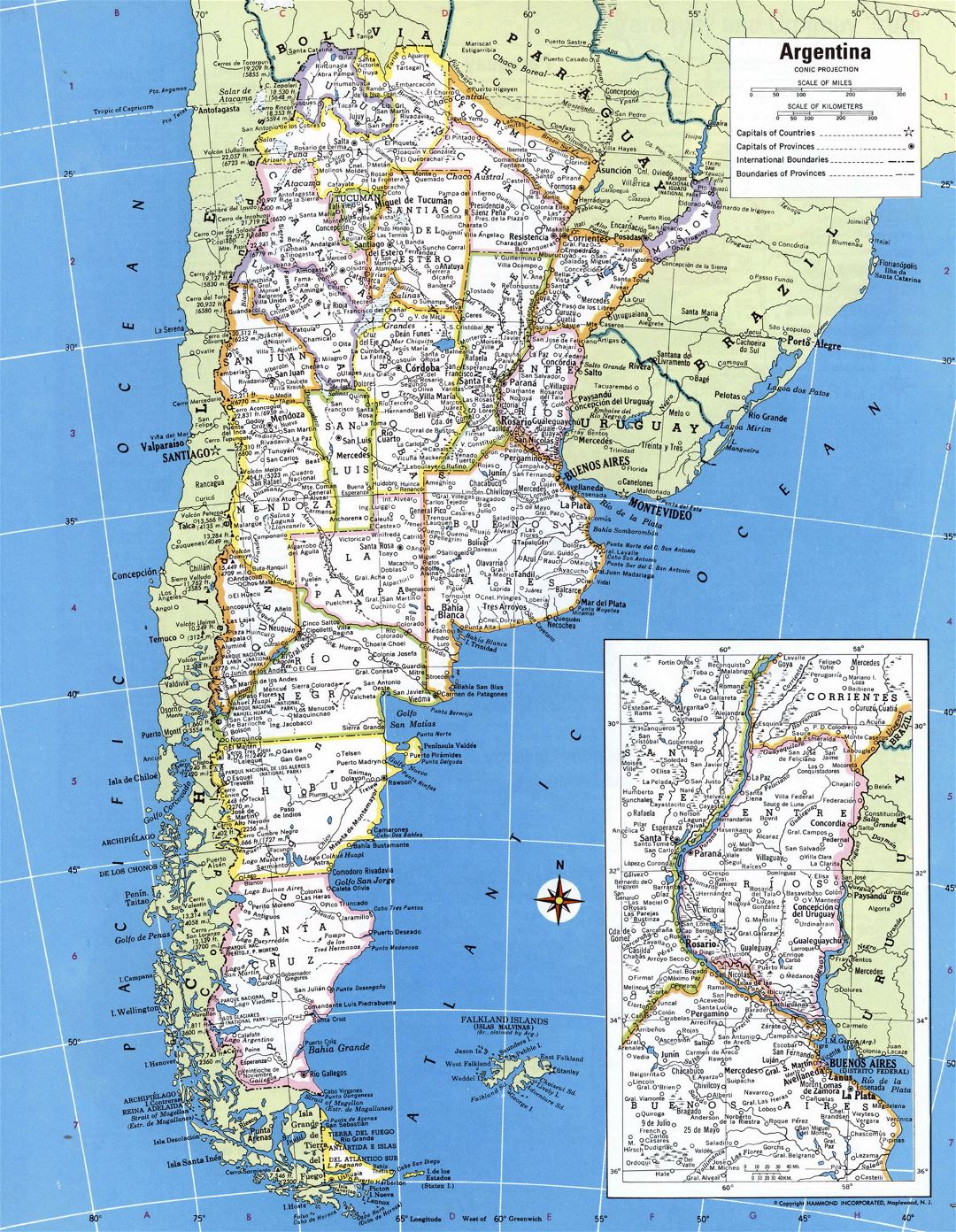 Grande detallado mapa político y administrativo de Argentina con todas ciudades