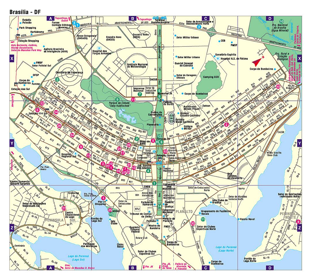Detallado mapa de carreteras de Brasilia