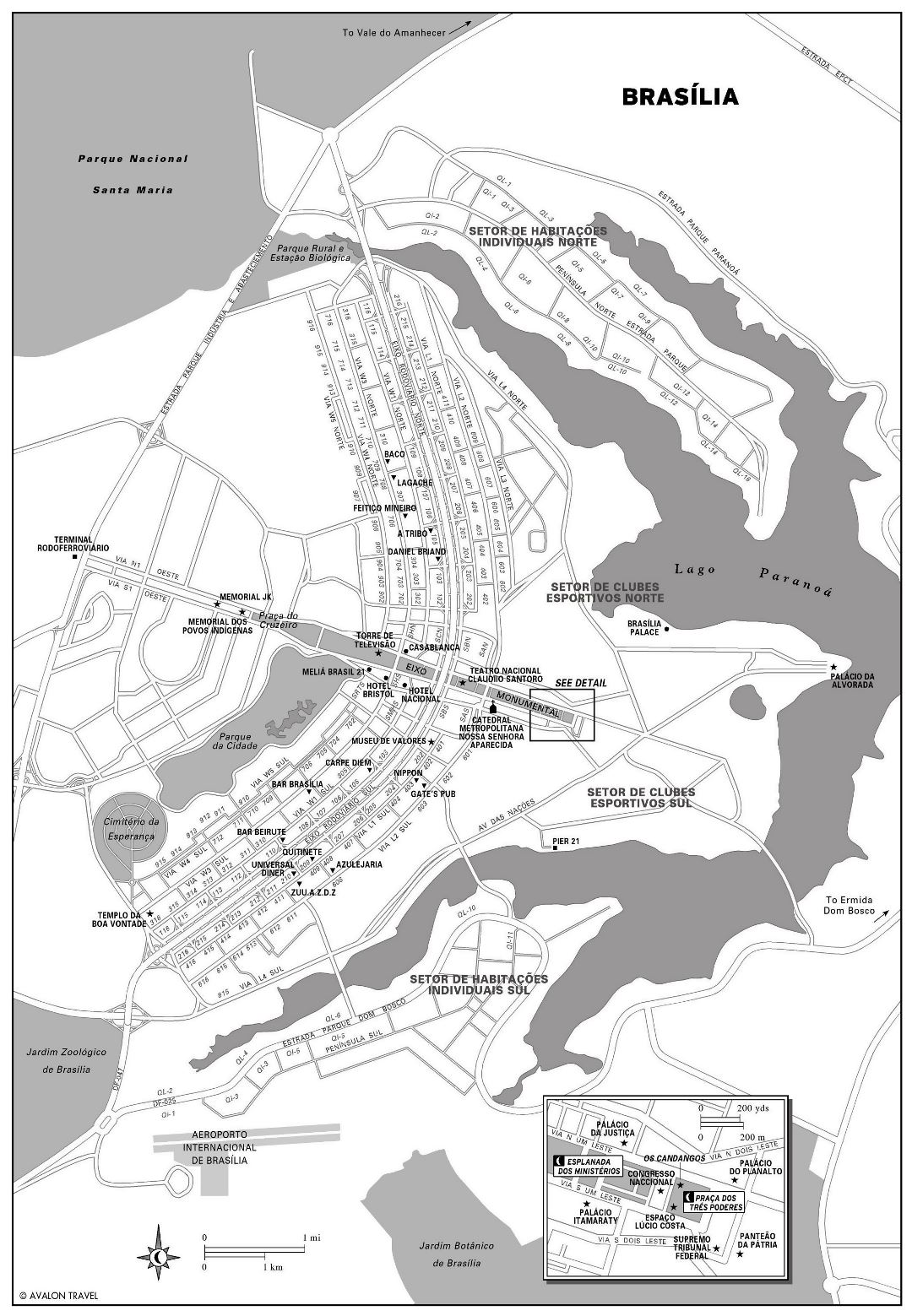 Grande detallado mapa de la ciudad de Brasilia con nombres de calles