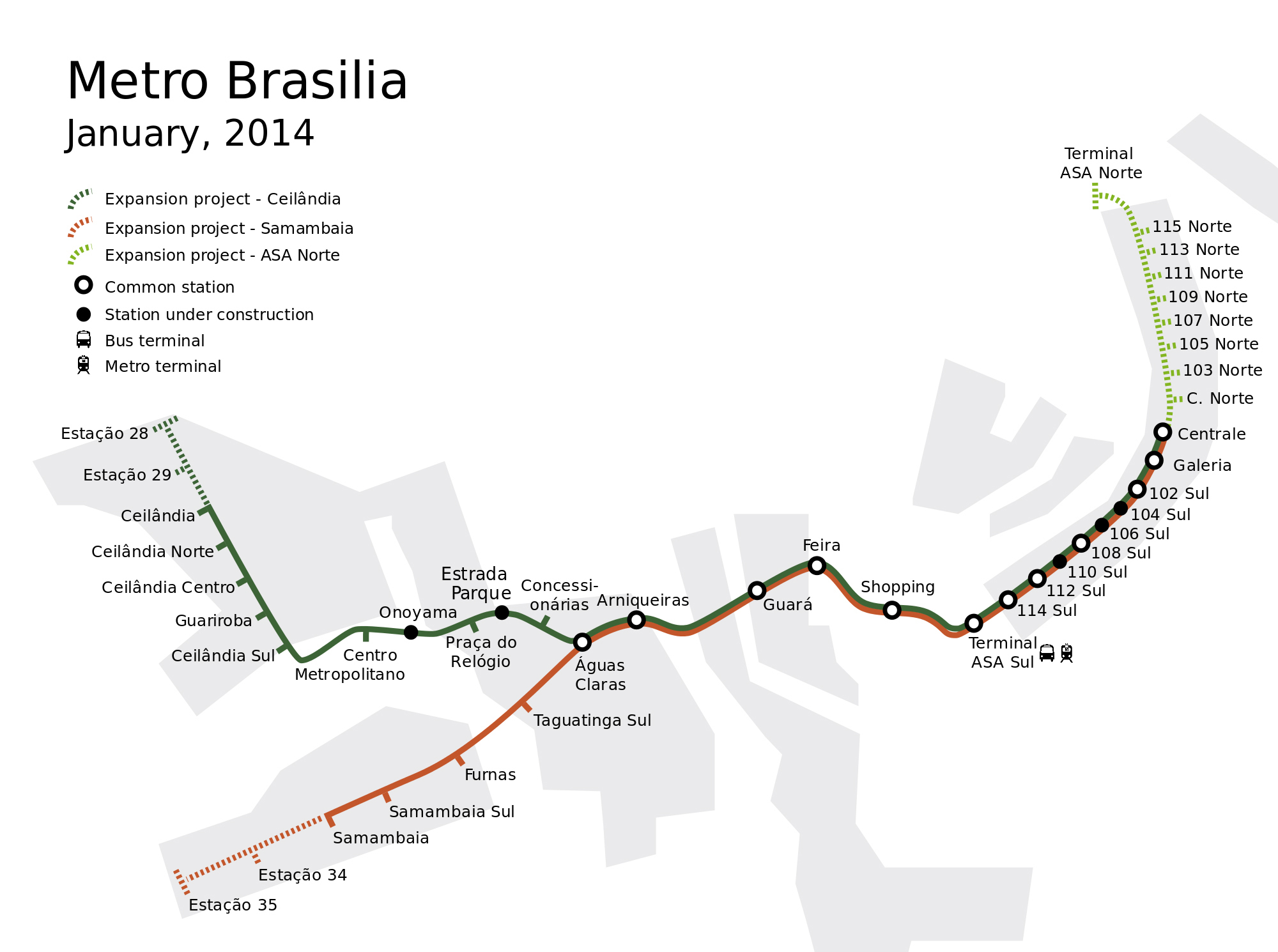 Grande detallado mapa del metro de Brasilia | Brasilia | Brasil | América  del Sur | Mapas del Mundo