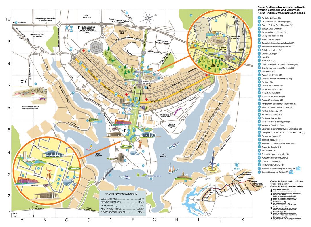 Grande detallado mapa turístico de Brasilia