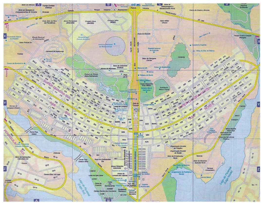 Grande mapa de carreteras de la ciudad de Brasilia