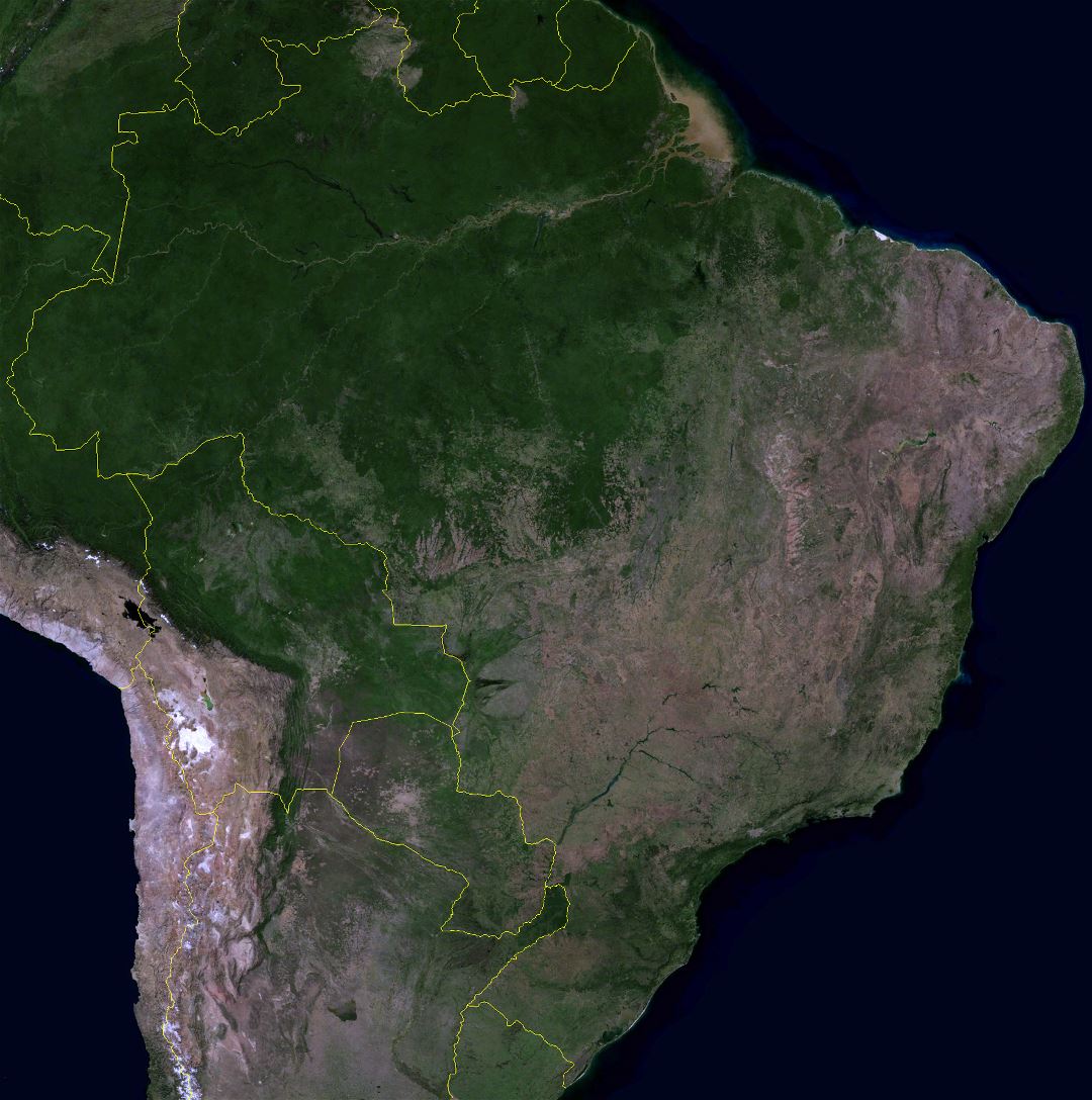 Detallado mapa satelital de Brasil