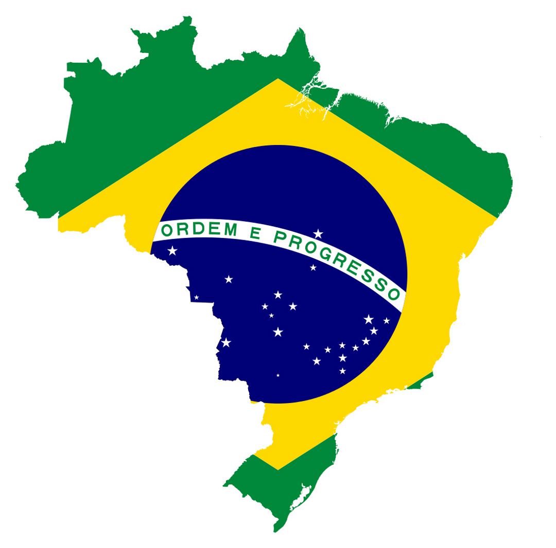 Grande bandera mapa de Brasil